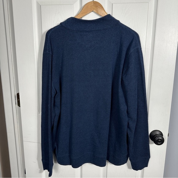 Faherty navy 1/4 zip sweater, size XXL, mock neck, layer, basic, transitional - Picture 7 of 8